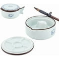 thumbnail image 1 of Porcelain Ink Dish Fish Shape Chinese Calligraphy Inkwell Dish Ceramic Ink Plate with Brush Holder Multifunctional Bowl for Calligraphy Chinese Japanese Practice New Year diy, 1 of 5