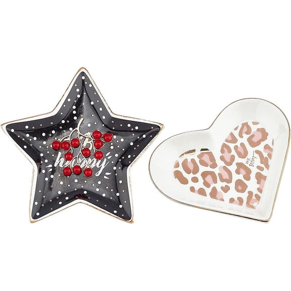 Porcelain Jewelry Plate Heart & Star Mixed Color 2pcs/box for DIY
