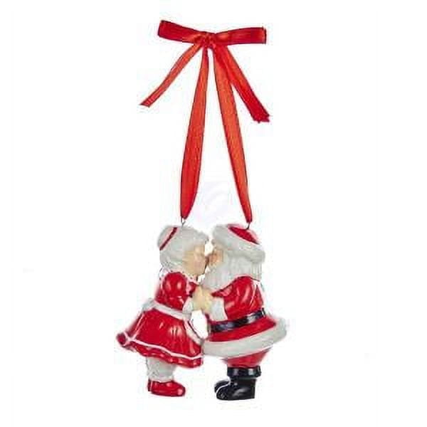 Porcelain Kissing Santa and Mrs. Claus Christmas Ornament