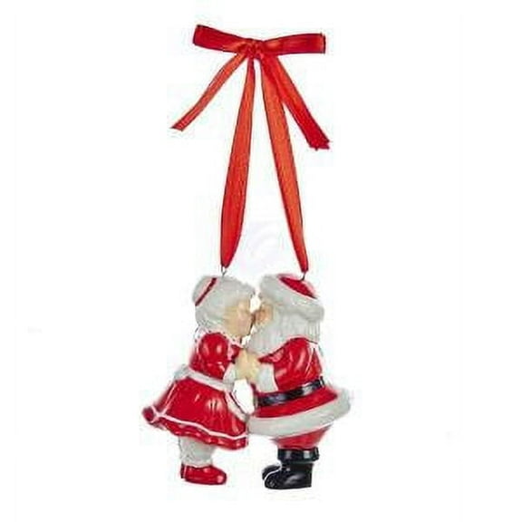 Porcelain Kissing Santa and Mrs. Claus Christmas Ornament