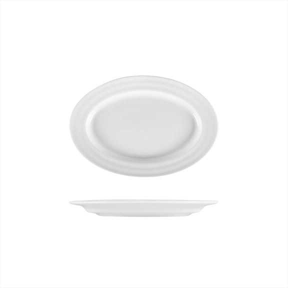 Porcelain Lizbon 9.5" x 6.75" x h:1" Oval White Porcelain Platter (Set of 2)