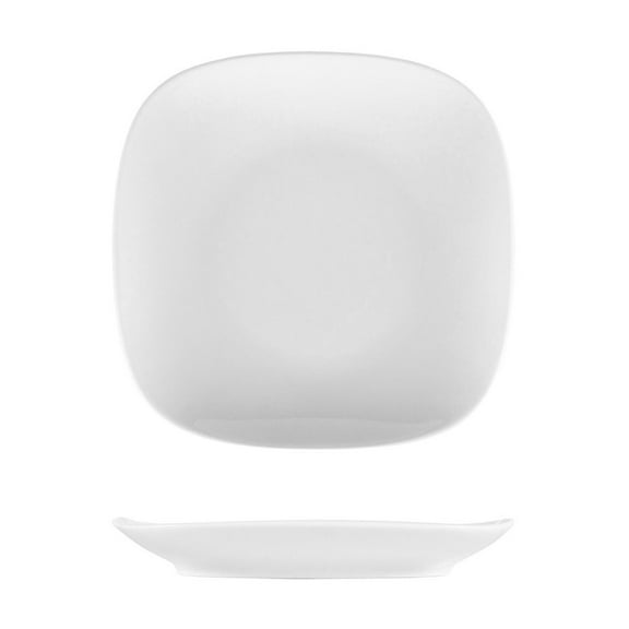 Porcelain Mimoza 7" x 7" Square White Porcelain Plate (Set of 4)