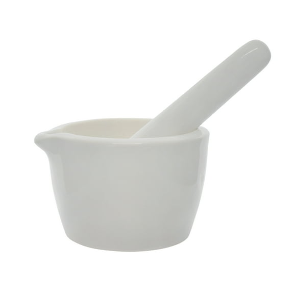 Porcelain Mortar & Pestle Set, 1.7oz (50ml) - Heavy Duty - Unglazed Grinding Surface - Excellent for Kitchen or Laboratory - Grinds Powdered Chemicals, Herbs, Spices, Pills - White - Eisco Labs