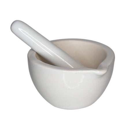 Porcelain Mortar and Pestle, 80mm Opening and 60ml Capacity