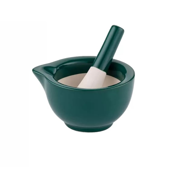 Porcelain Mortar and Pestle Set, Dark Green Mortar and Pestle Spice Herb Grinder Pill Crusher Kitchen Mixing Grinding Bowl for Seasonings