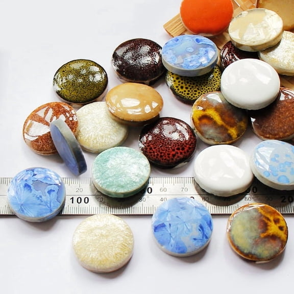 Porcelain Mosaic Tiles Irregular Shape Mosaic Tiles for DIY Mosaic Art Crafts Picture Frames Flat Round Mixed Color 15~60x5mm about 100g/bag