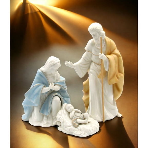 Porcelain Nativity Set of 3 Joseph Mary Baby Jesus Home Gift