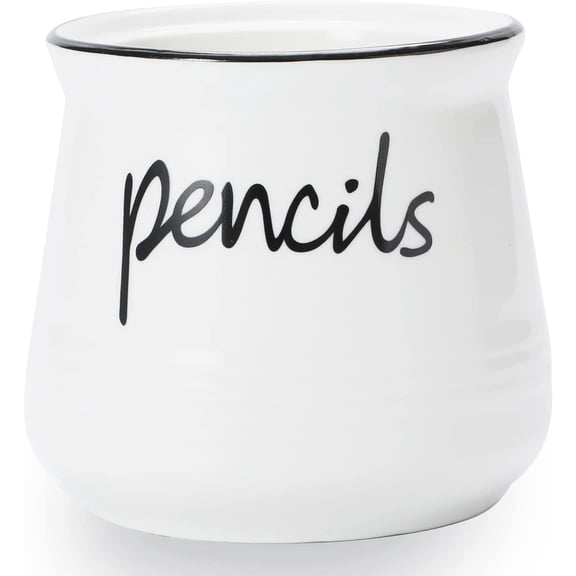 Porcelain Pencils Holder Stand ,Ceramic Pens Holder (White)