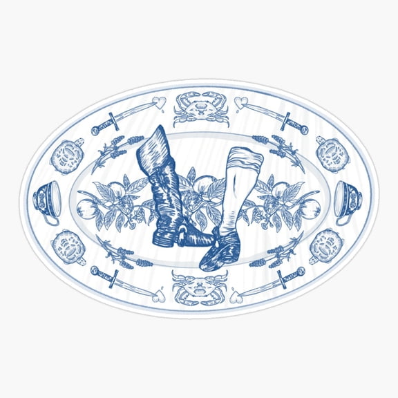 Porcelain Plate Nautical Ocean Sticker