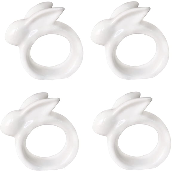 Porcelain Rabbit Napkin Rings - Easter Bunny Napkin Rings Holder, Vintage White Bunnies