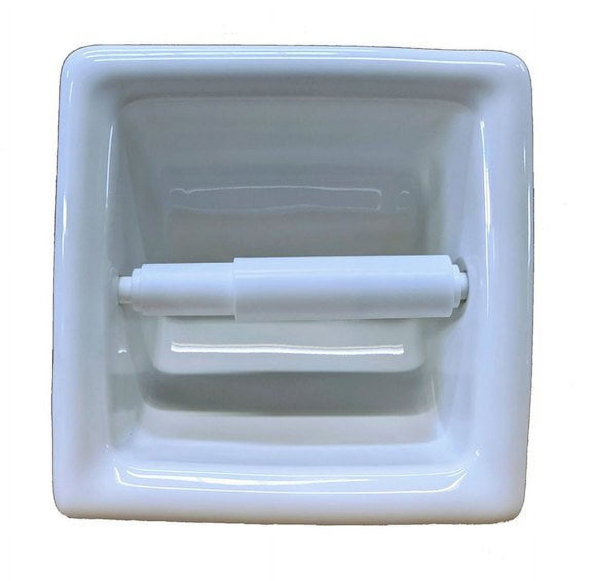 White Glossy Porcelain Recessed Toilet Paper Holder