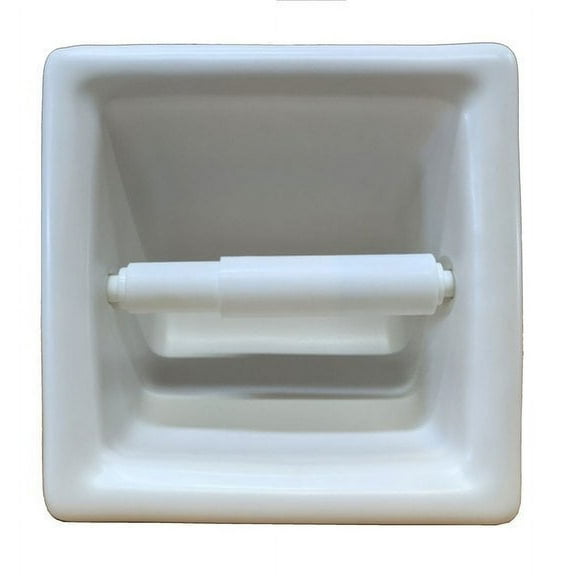 Porcelain Recess Niche Tissue Toilet Paper Holder - White Matte - Approx 6"x6" - Bathroom Shower Premade