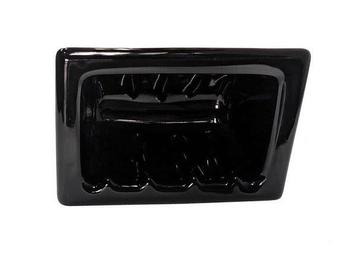 Glossy *Black* Ceramic Soap Dish for tub or shower, Mint New Stock, Drain  Slot
