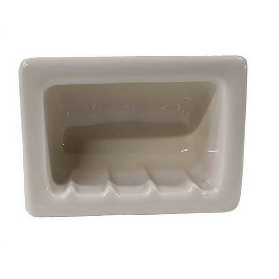 Porcelain Recessed Soap Dish - Approx 6"x4 - Bone Glossy - Foot Rest Holder Niche for Shower Bathroom