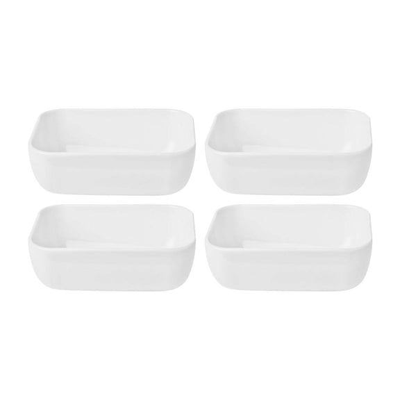 Santa Monica 5.5" x 3.75" x h:2" 14 oz. Rectangular White Porcelain Deep Plate (Set of 4)