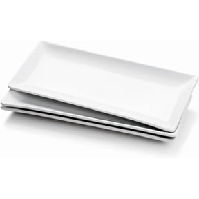 Porcelain Serving Platters Set of 3, Large Serving Trays 14 Inch, White Rectangle Plates, Ceramic Serving Dishes for Party, Restaurant, Buffet, Steak, Dessert, Salad, Fruit, Microwave Safe