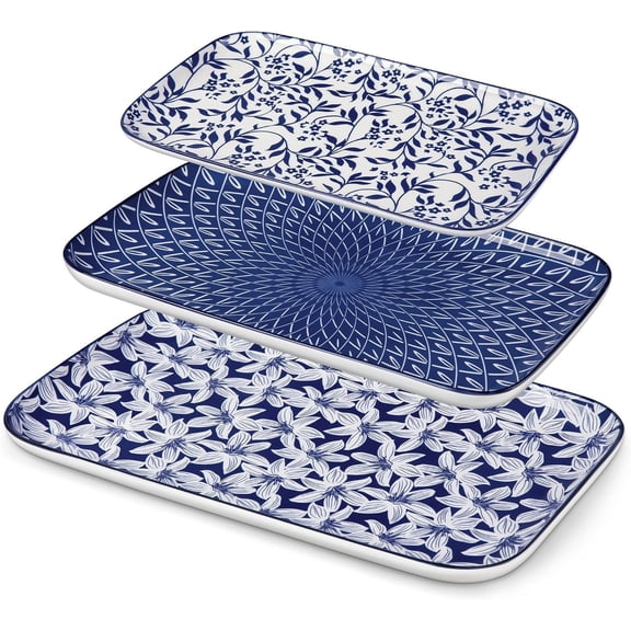 Porcelain Serving Trays for Party, Serving Platters Set of 3,Serving Dishes for Entertaining, Ceramic Party Trays and Platters for Serving , 16"/14"/12" Inch, Series SELENE