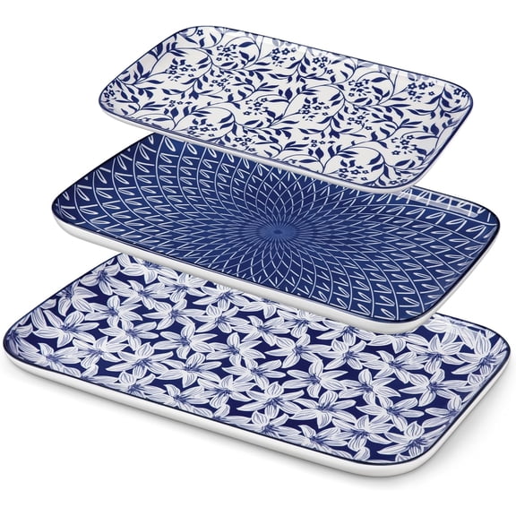Porcelain Serving Trays for Party, Serving Platters Set of 3,Serving Dishes for Entertaining, Ceramic Party Trays and Platters for Serving Food, 16"/14"/12" Inch