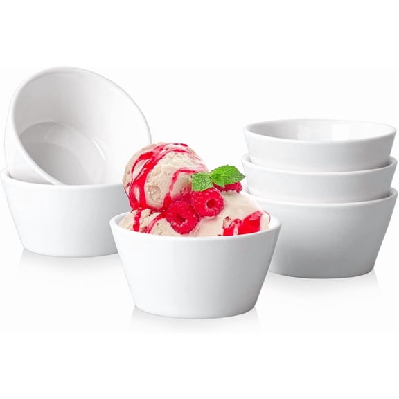 Porcelain Small Bowls, 8 Ounce Dessert Bowls, Ramekins Oven Safe, Ice Cream Bowls, Bouillon Cups, Set of 6