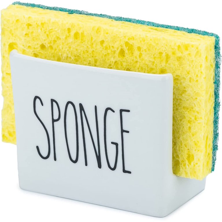 Yellow Kitchen Sponge On White Background. Dish Sponge Background