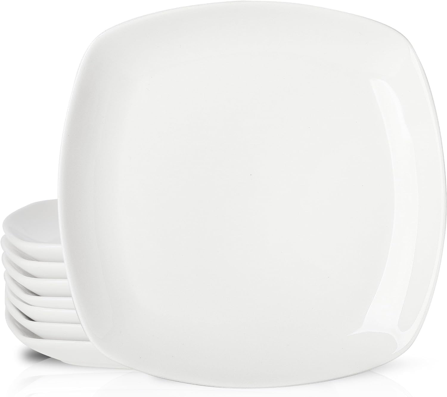 Porcelain Square Appetizer Plate,Set of 8, White inch Ceramic
