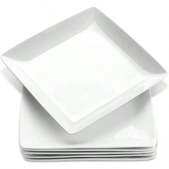 Porcelain Square Dinner Plates 10.75 Inch Square Serving Plate For Steak Pasta Salad Snacks Pizza Appetizer Plates Set Of 6 White