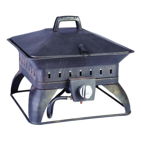 Porcelain & Steel Square Portable Propane Fire Pit - 14.6 x 18.7 x 18.7 in.