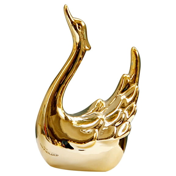 TOYMYTOY Desktop Swan Decors Art Ceramic Swan Decor Golden 1Set Nordic Style Living Room