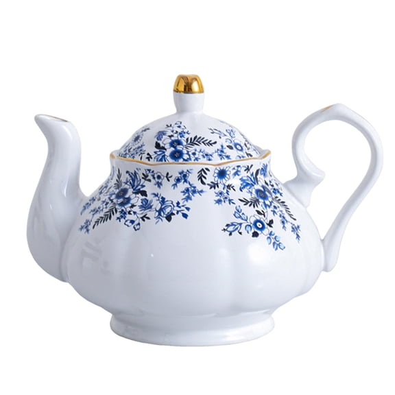 Porcelain Tea Pot Luxury Gold Trim Floral Ceramic Teapot Waterpot Tea Maker for Blooming Loose Leaf Tea Coffee Milk Chrismas Women Gift Housewarming Home