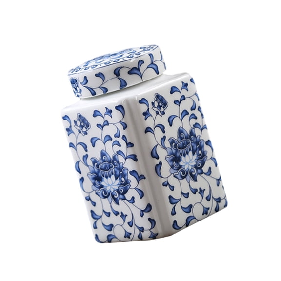 Porcelain Temple Jar with Traditional Chinese Pattern Ceramics Gingers Jar for Elegant Home Display