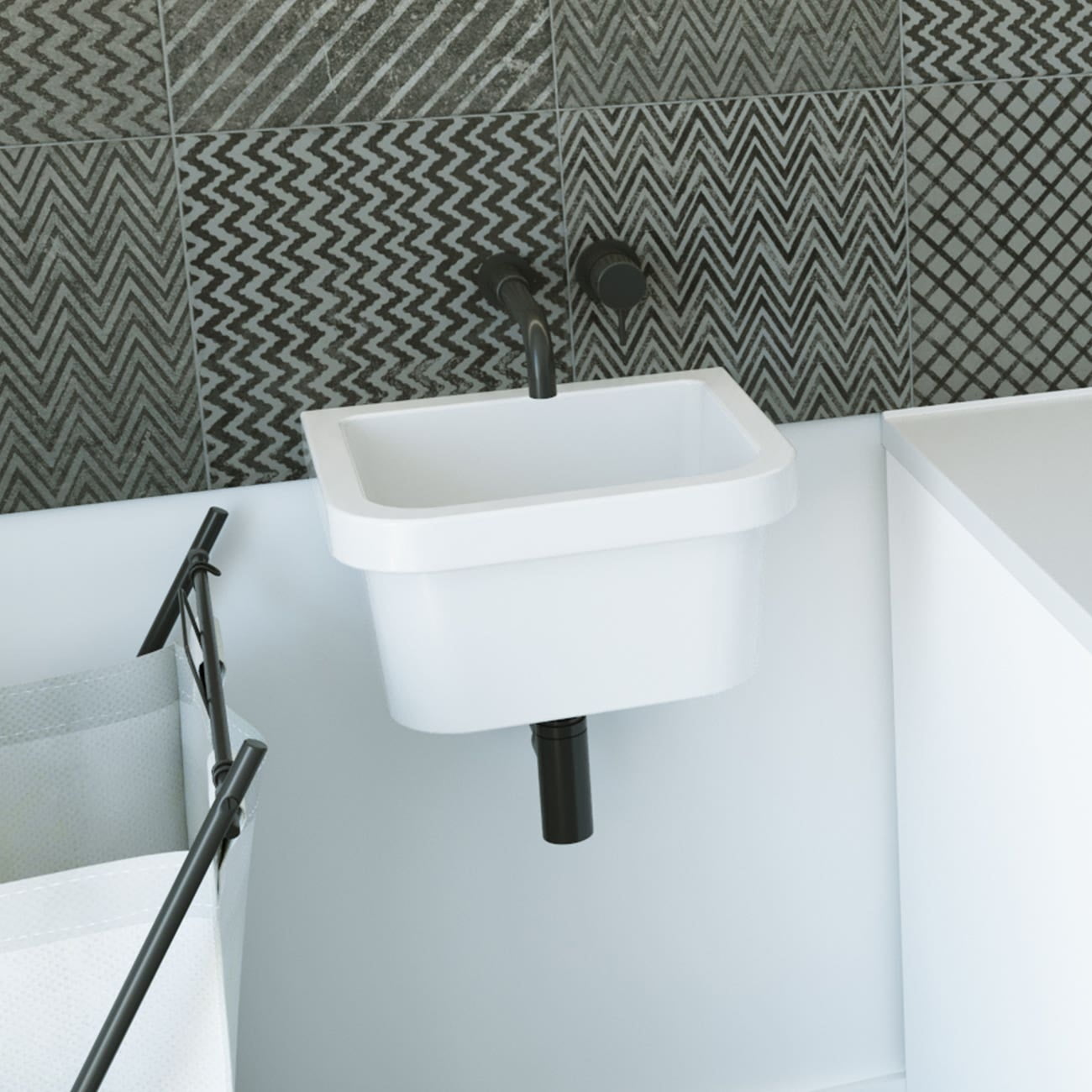 Porcelain Wall Mount Utility Sink - 16 Inch
