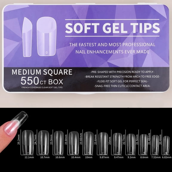 Nails Porcelain White Nail Thin Non Scrub Long Drop Almond Non Abrasive Design for Manicure at Home or Salon