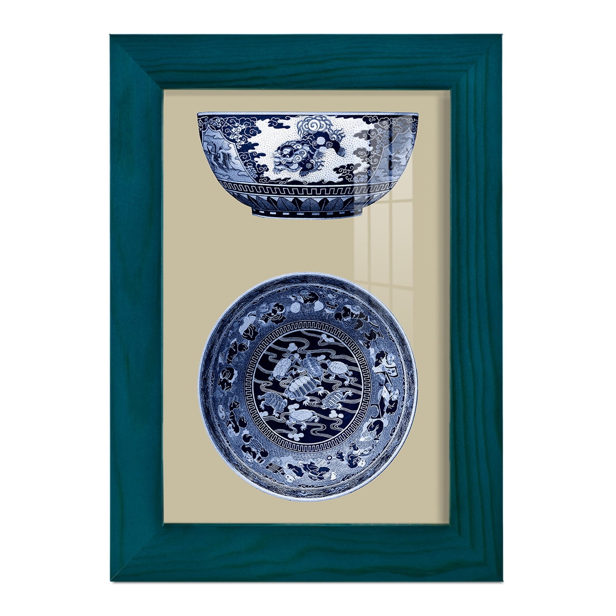 Porcelain in Blue and White I -Framed Print w/glass-Ocean Blue