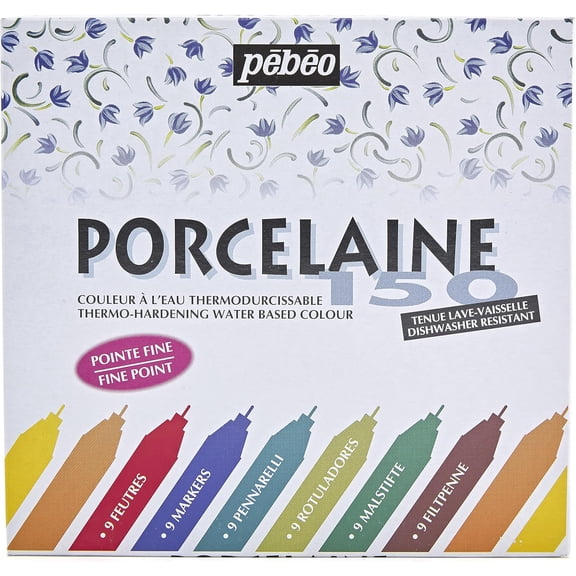 Porcelaine 150 China Paint Marker Set 9/Pkg-Fine Tip Assorted Colors