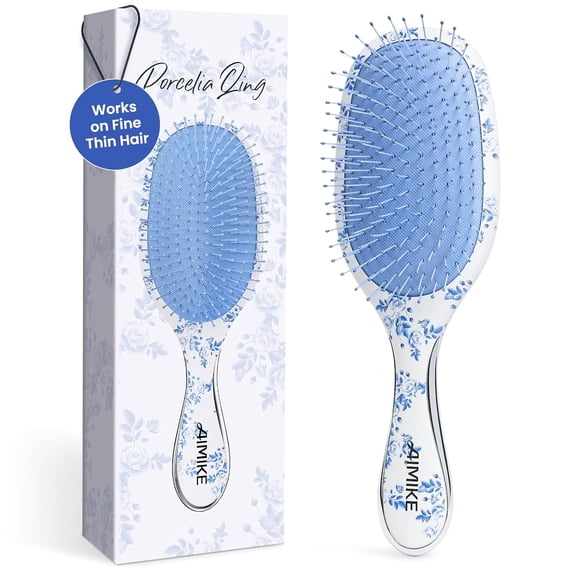 Porcelia Qing Detangler Brush, Pain-Free Detangling Brush with Soft FlexGlide Bristles, No Breakage or Pulling, Paddle Hair Brushes for Women Girls, Fast & Gentle Detangling for Thin Fine Hair