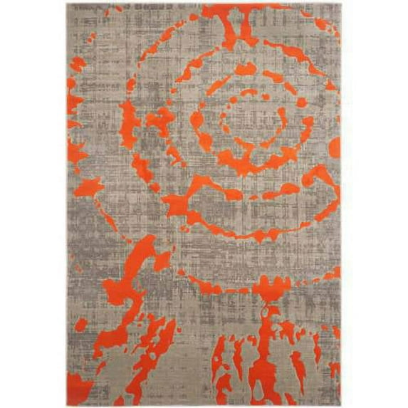 Porcello Light Grey/Green Large Rectangle Rug-Color:Light Grey/Orange,Shape:Large Rectangle,Size:8'-2" X 11'