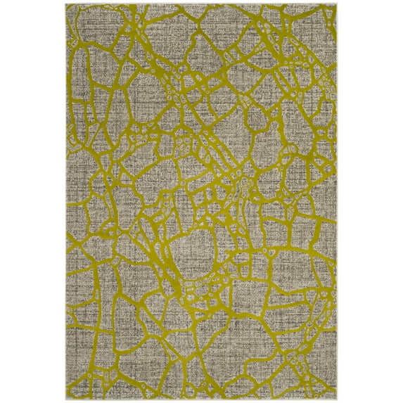 SAFAVIEH Porcello Roydon Geometric Area Rug, Light Grey/Green, 5'2" x 7'6"