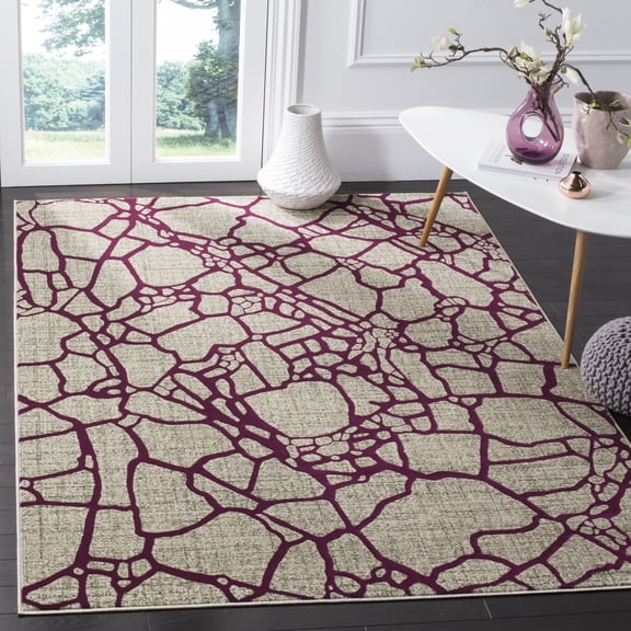 Porcello Light Grey/Green Medium Rectangle Rug-Color:Light Grey/Purple,Shape:Small Rectangle,Size:3' x 5'