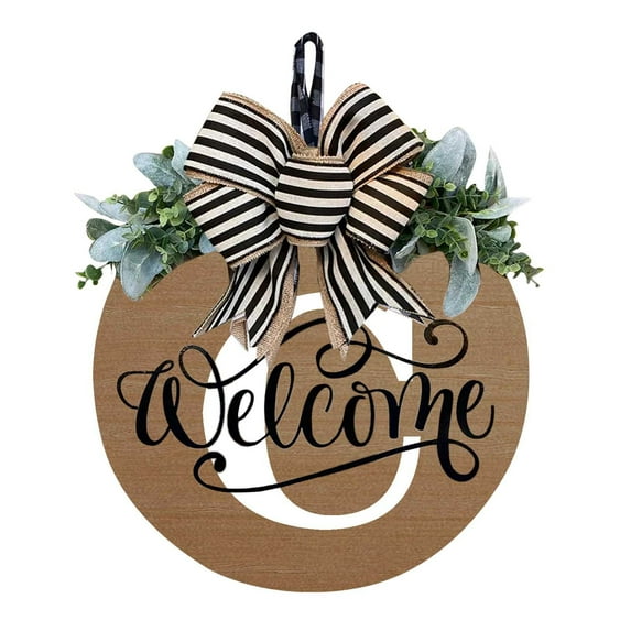 Porch Decoration 26 Letter Welcome Sign with Last Name Year Round Front Door Wreath Decorative Hanging Plaques In Front Of The Door
