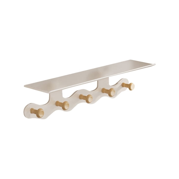 Coat Rack Wall Mount with Shelf for Jackets Hats Bags Wood Floating Shelf with Storage Function Home Entrance Organizer,White