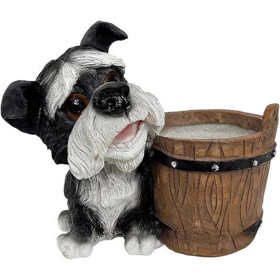 Porch Decorations Outdoor, Dog Decor, Wood Planter Pot, White Decor, 11X9 In, Barrel Planter, Outdoor Garden, Yard Greenery Arrangements, 1 Pc