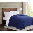 thumbnail image 1 of Brooklyn Loom Marshmallow Sherpa Navy Full/Queen Blanket 100% Polyester Microfiber Plush,  Solid Casual themed, Adult Bedding, OEKO-TEX Certified, 1 of 8
