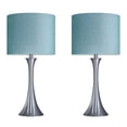 thumbnail image 1 of Porch & Den  Bakkom 24" Metal Table Lamp (Set of 2) Brushed Nickel/Turquoise Shade, 1 of 5