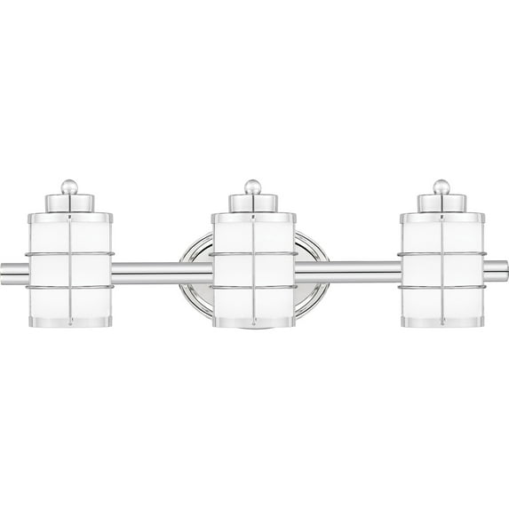 Porch & Den Beaumont Opal Etched Glass 3-light Bathroom Vanity Light Chrome,White Chrome Polished