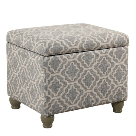 Porch & Den Bohmann Ash Grey Geometric Storage Ottoman Ash Gray Geometric