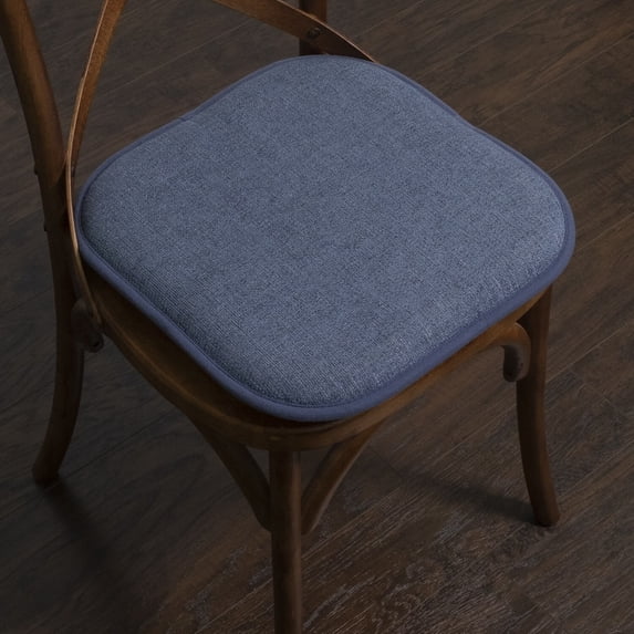 Porch & Den Brassie Non-slip Memory Foam 16-inch Chair Pad Set - 16"x16" Denim Set of 2