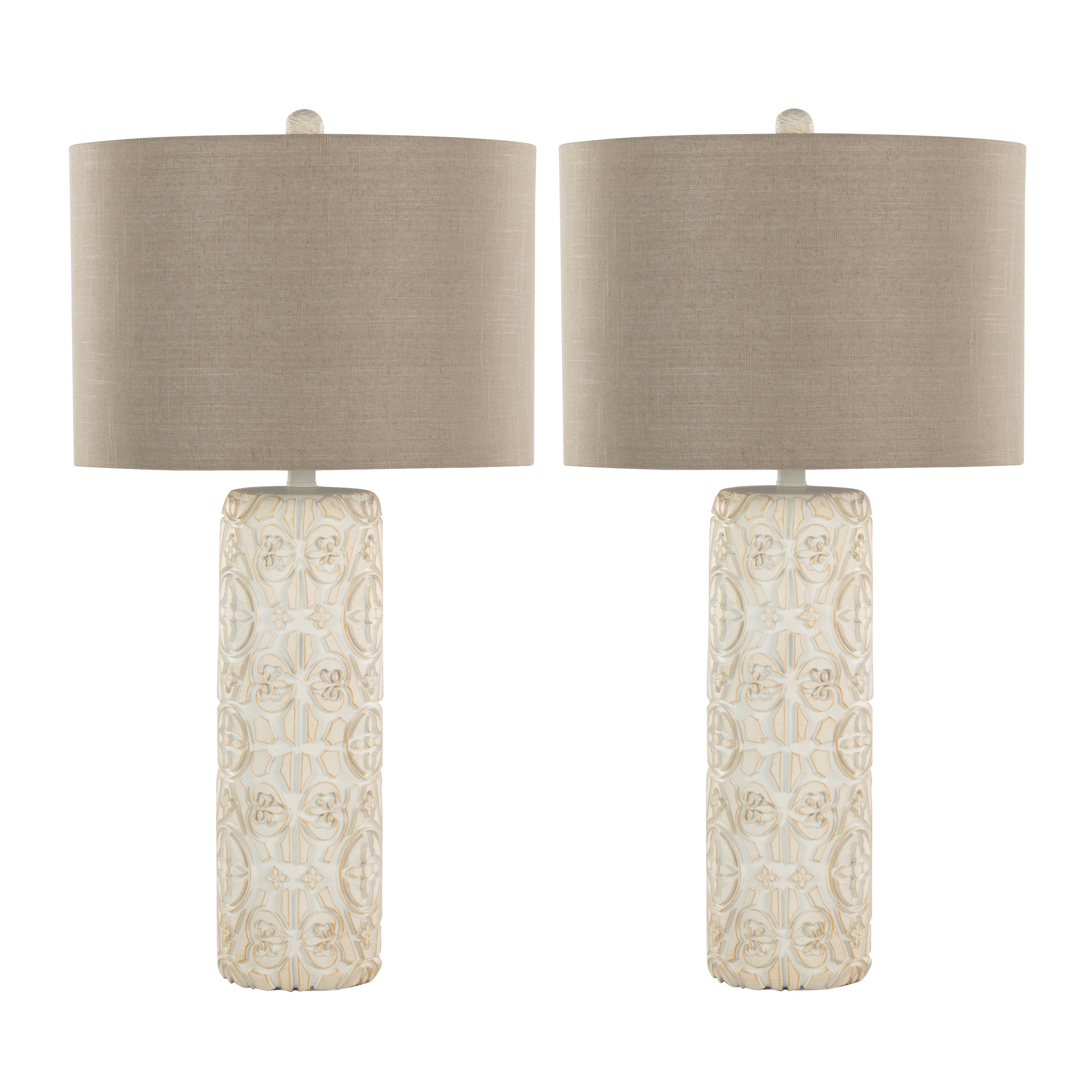 Charlotte 30" White and Beige Polyresin Table Lamps Set