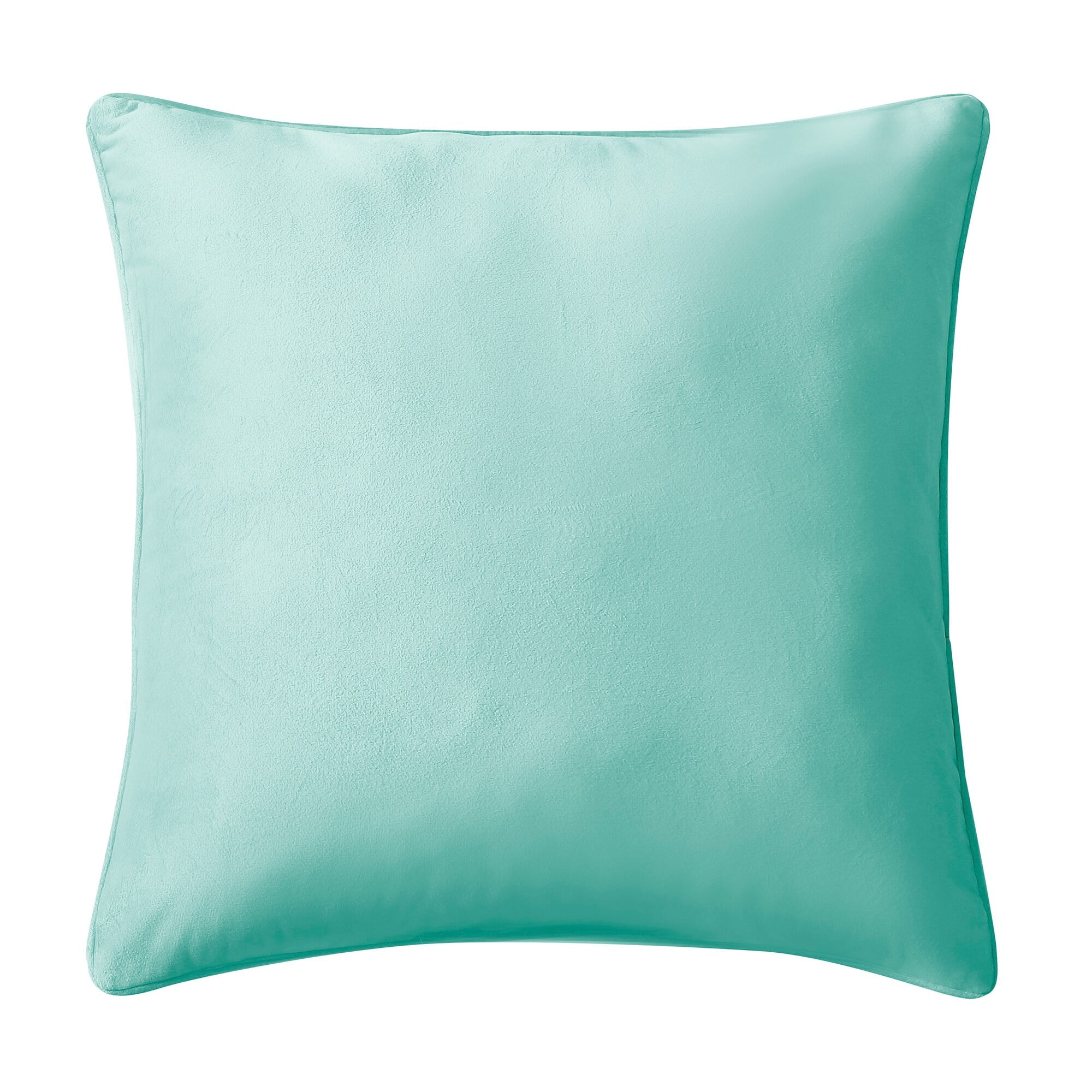 Aqua Velvet Square Throw Pillow with Piped Edges