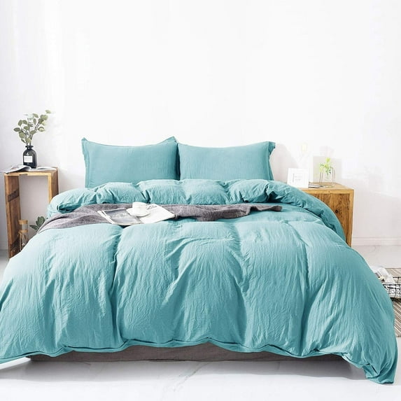 Porch & Den Duvet Cover Pre-Washed Microfiber Ultra Soft Hotel Luxury Cover with Zipper Close and Corner Ties Green Queen