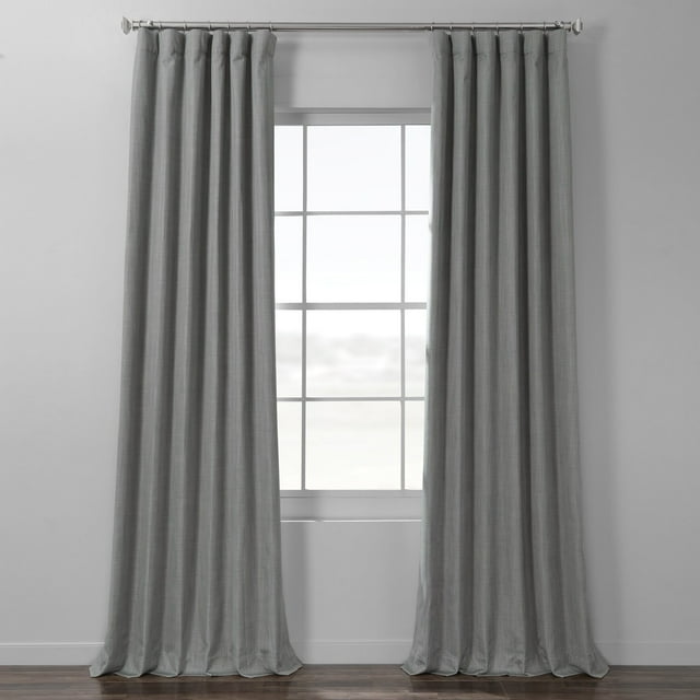 Porch & Den Exclusive Fabrics Italian Textured Faux Linen Insulated Thermal Blackout Curtain (1 Panel) - Premium Texture, Luxurious Elegance Pebble